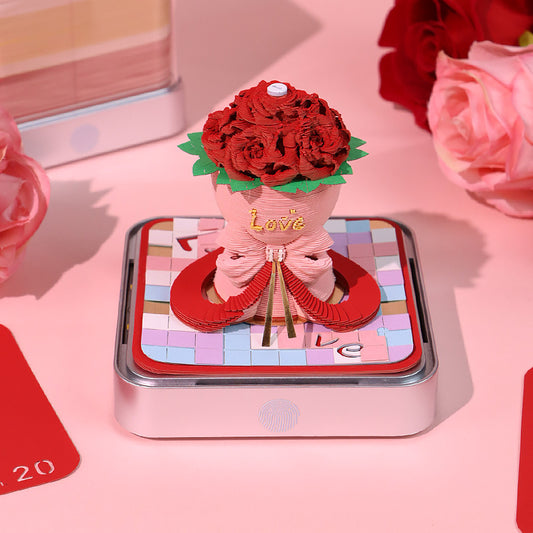 Rose Bouquet 3d Memo Pad - Daily Calendar 2026