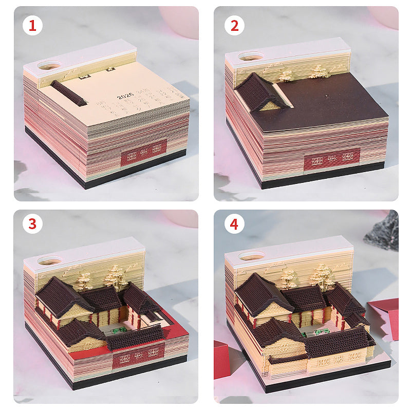 Beijing Courtyard House 3D Memo Pad - Daily Calendar 2026