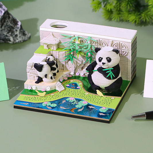 Panda Bamboo Garden 3d Memo Pad - Weekly Planner 2026