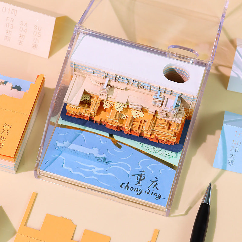 Hongya Cave 3d Memo Pad - Weekly Planner 2026