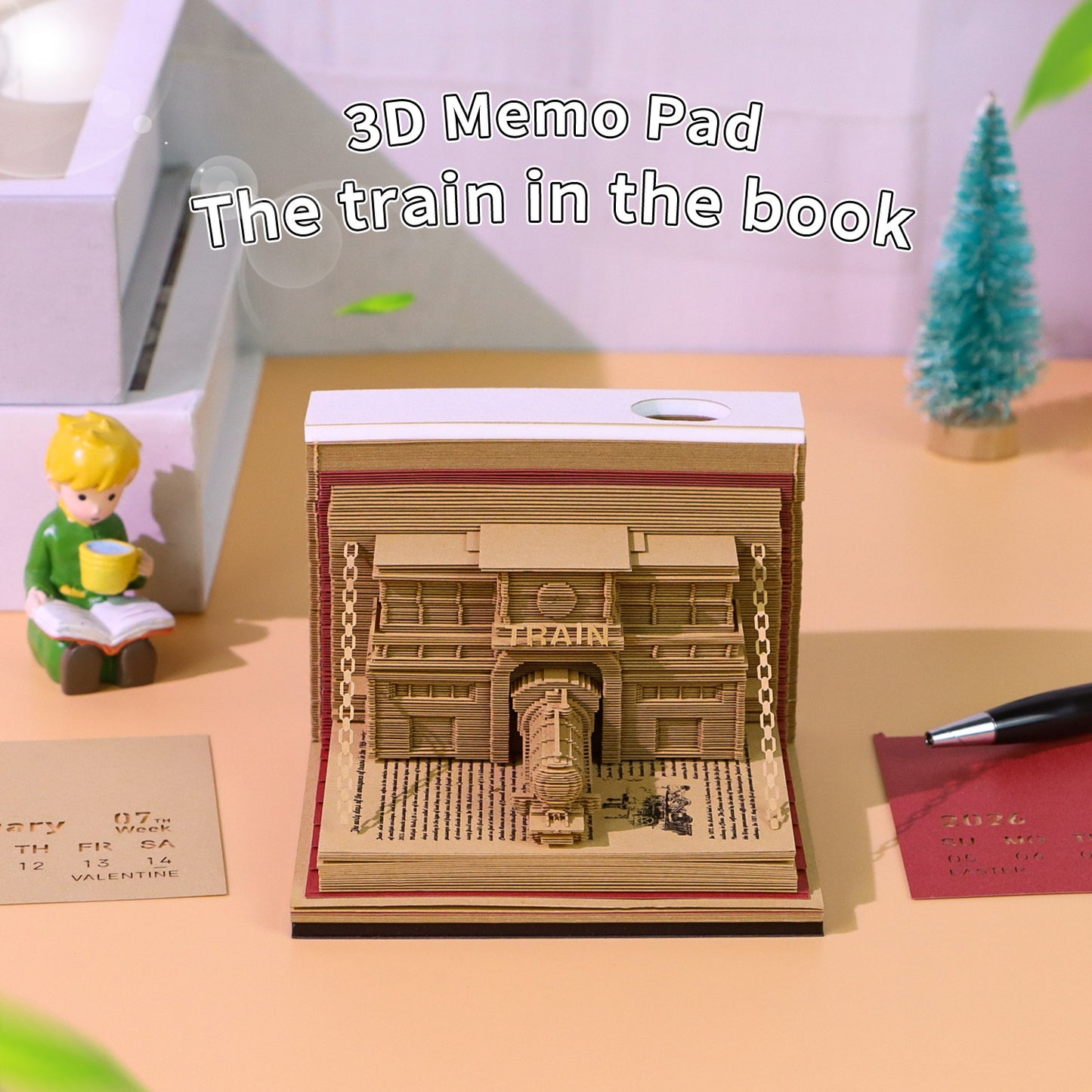 Book Train 3D Memo Pad - Weekly Planner 2026