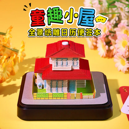 Whimsical Cottage 3d Memo Pad - Daily Calendar 2026