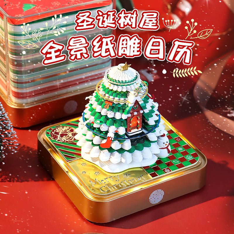Christmas Tree House 3d Memo Pad - Daily Calendar 2026