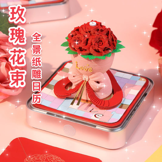 Rose Bouquet 3d Memo Pad - Daily Calendar 2026