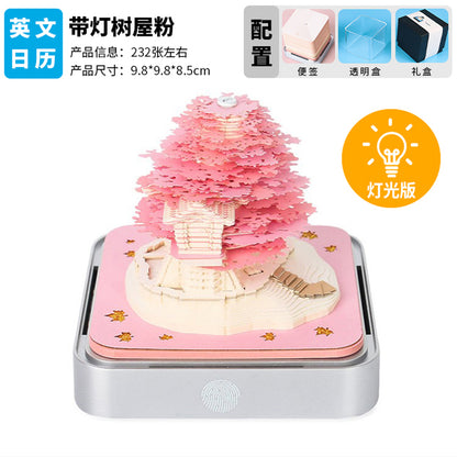 Romantic Treehouse 3d Memo Pad - Daily Calendar 2026