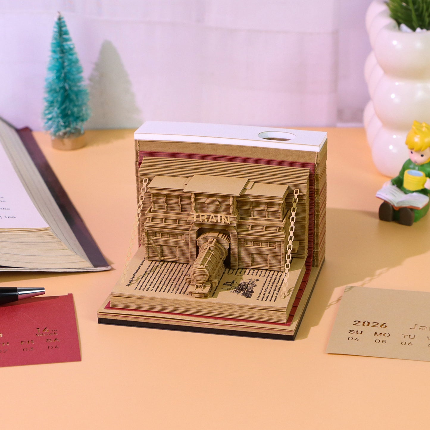 Book Train 3D Memo Pad - Weekly Planner 2026