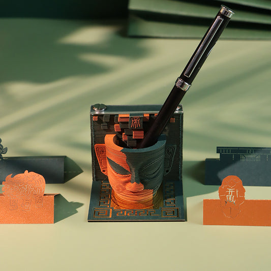 Sanxingdui Pen Holder - 3D Memo Pad Desk Organizer
