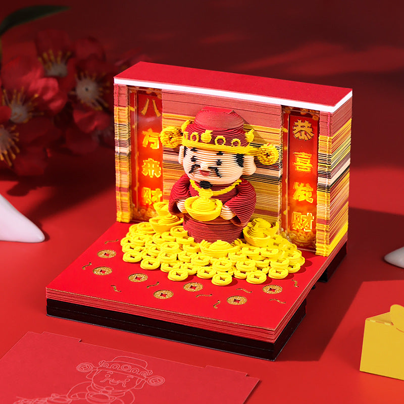 God of Wealth  Caishen 3d Memo Pad - Weekly Planner 2026