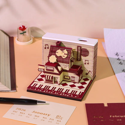 Music Shop 3D Memo Pad - Weekly Planner 2026