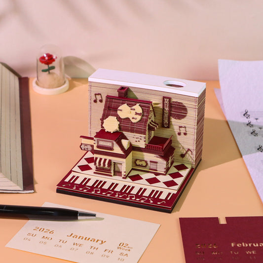 Music Shop 3D Memo Pad - Weekly Planner 2026