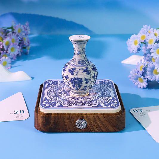 Blue and White Porcelain 3D Memo Pad - Daily Calendar 2026