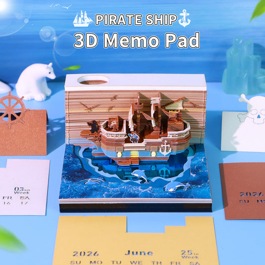Pirate Ship 3D Memo Pad - Weekly Planner 2026
