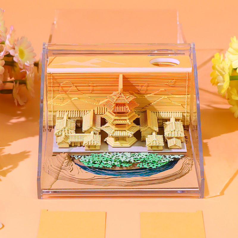 Crescent Lake Mingsha Mountain 3D Memo Pad - Weekly Planner 2026