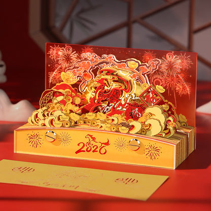 Horse Gold Fortune 3D Memo Pad - Daily Calendar 2026
