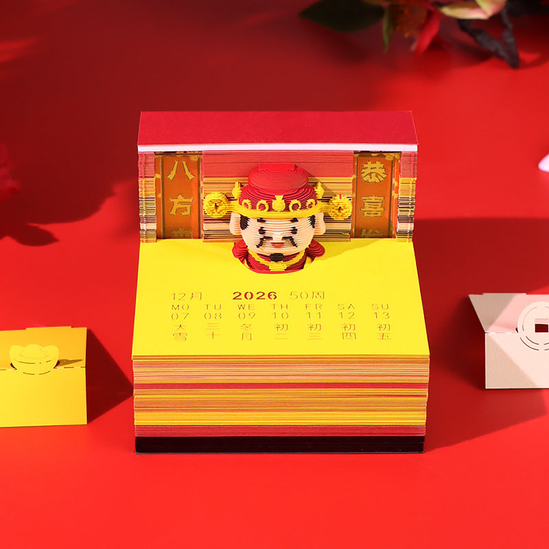 God of Wealth  Caishen 3d Memo Pad - Weekly Planner 2026