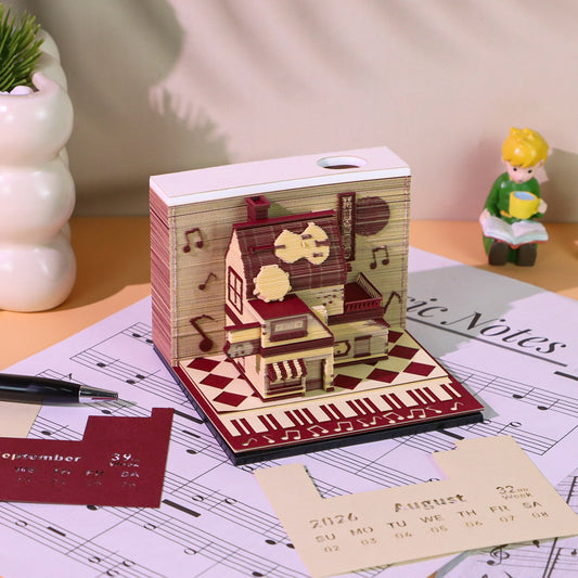 Music Shop 3D Memo Pad - Weekly Planner 2026