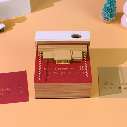 Book Train 3D Memo Pad - Weekly Planner 2026