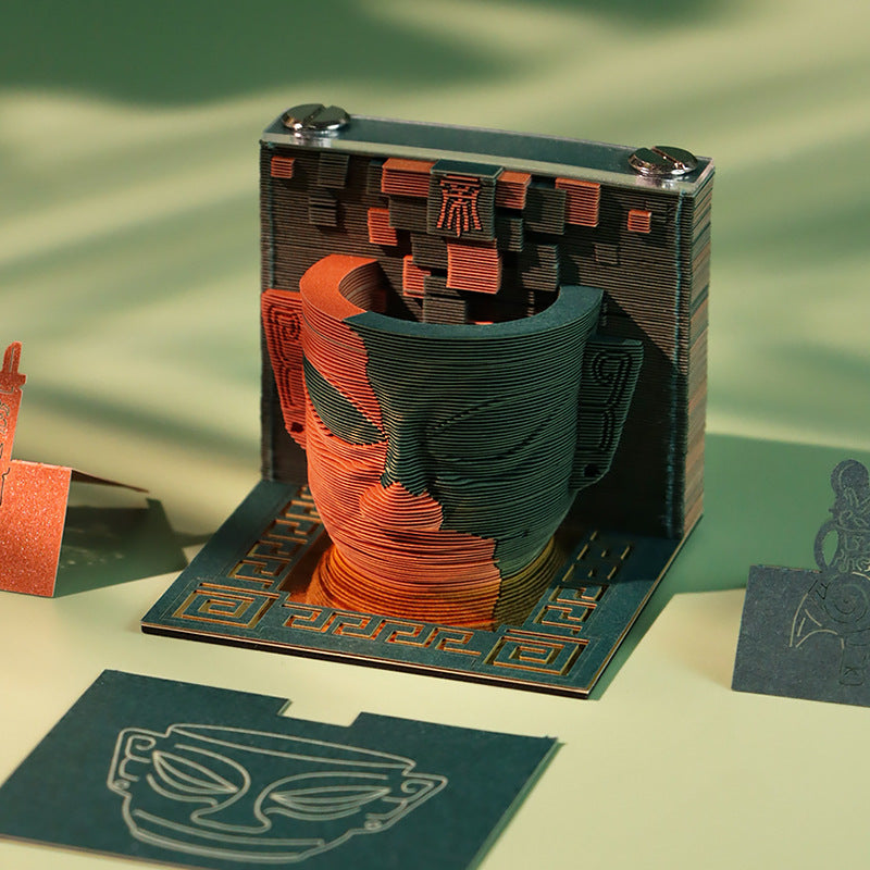 Sanxingdui Pen Holder - 3D Memo Pad Desk Organizer