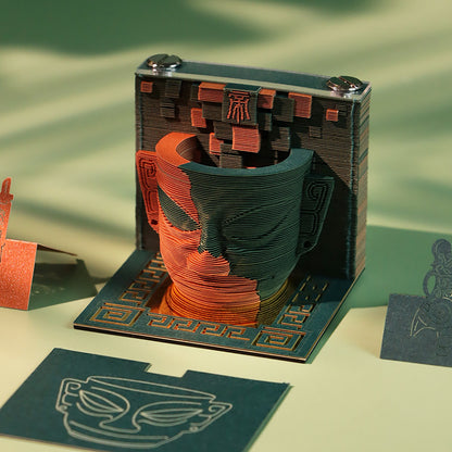Sanxingdui Pen Holder - 3D Memo Pad Desk Organizer