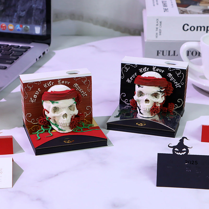 Skull Gothic Art 3D Memo Pad - Weekly Planner 2026