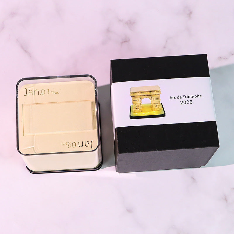 Arc de Triomphe 3D Memo Pad - Daily Calendar 2026