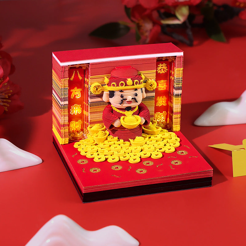 God of Wealth  Caishen 3d Memo Pad - Weekly Planner 2026
