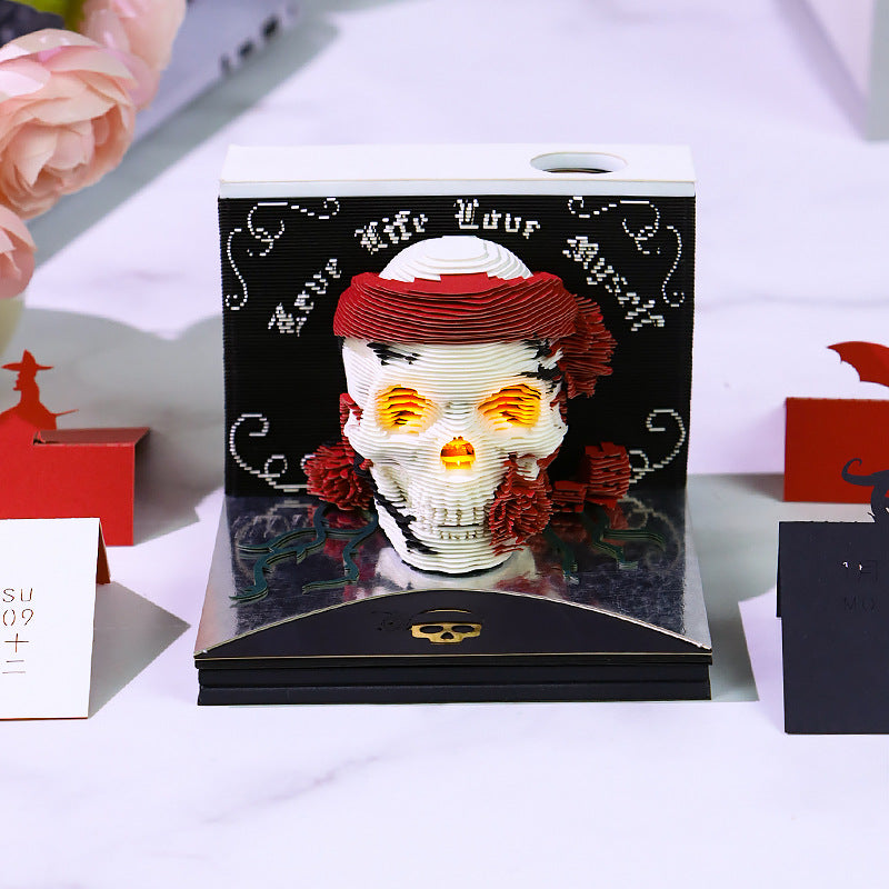 Skull Gothic Art 3D Memo Pad - Weekly Planner 2026