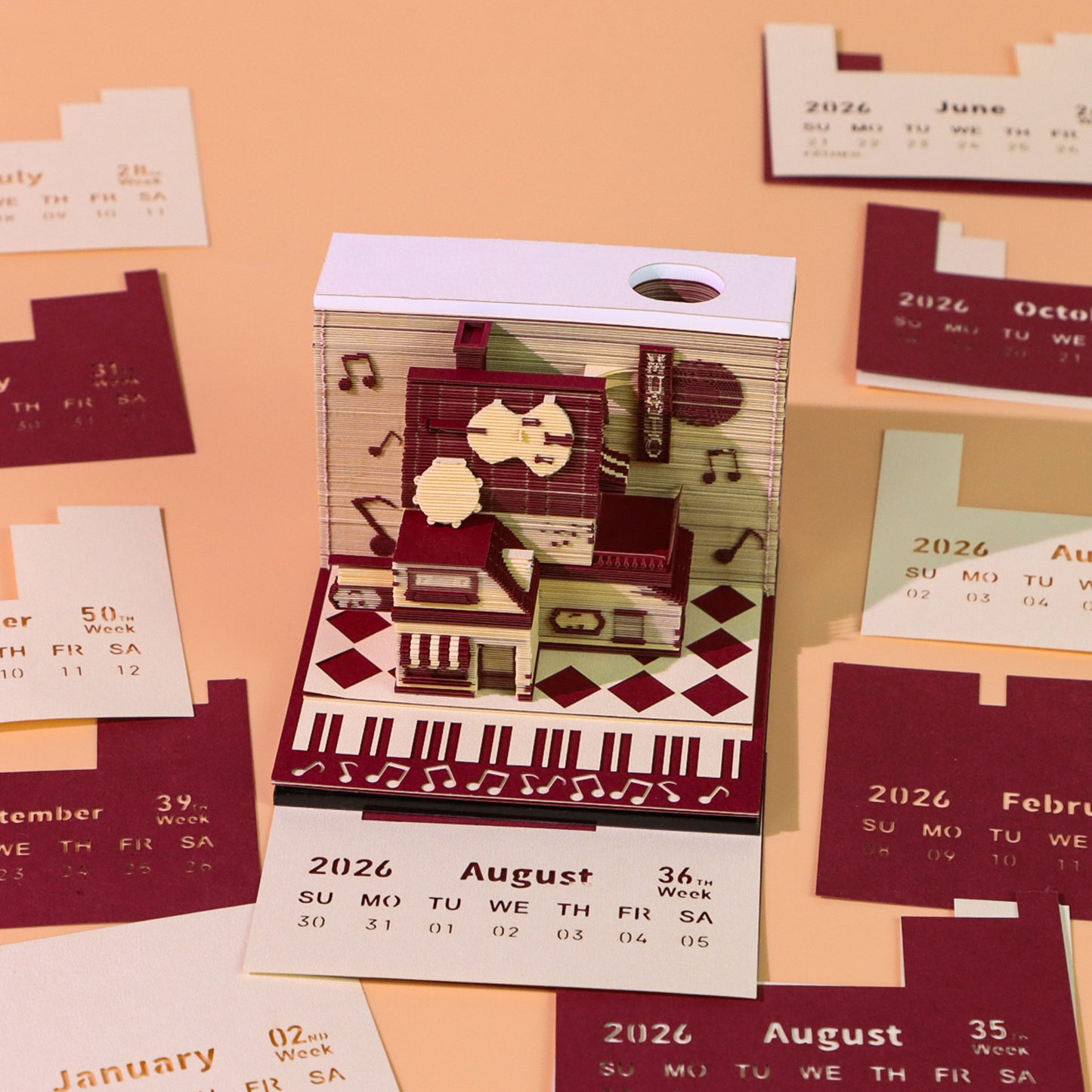 Music Shop 3D Memo Pad - Weekly Planner 2026