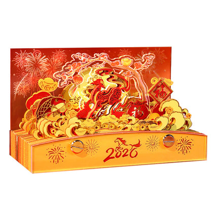 Horse Gold Fortune 3D Memo Pad - Daily Calendar 2026