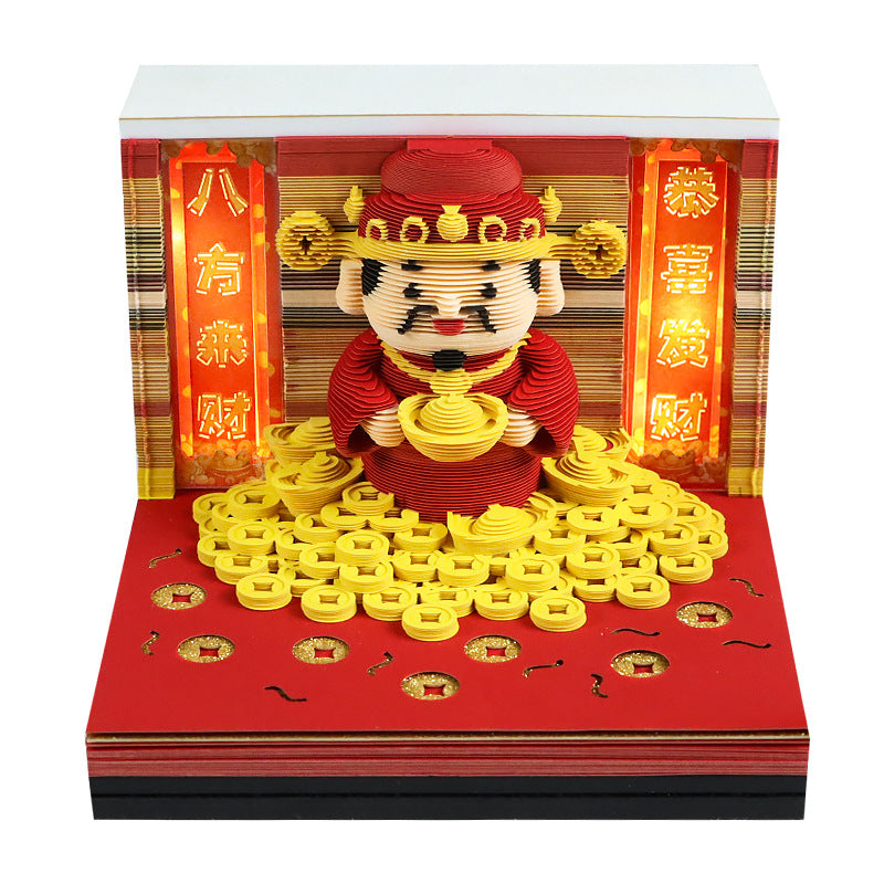 God of Wealth  Caishen 3d Memo Pad - Weekly Planner 2026