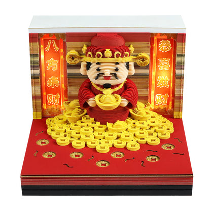 God of Wealth  Caishen 3d Memo Pad - Weekly Planner 2026