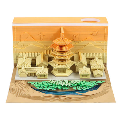 Crescent Lake Mingsha Mountain 3D Memo Pad - Weekly Planner 2026