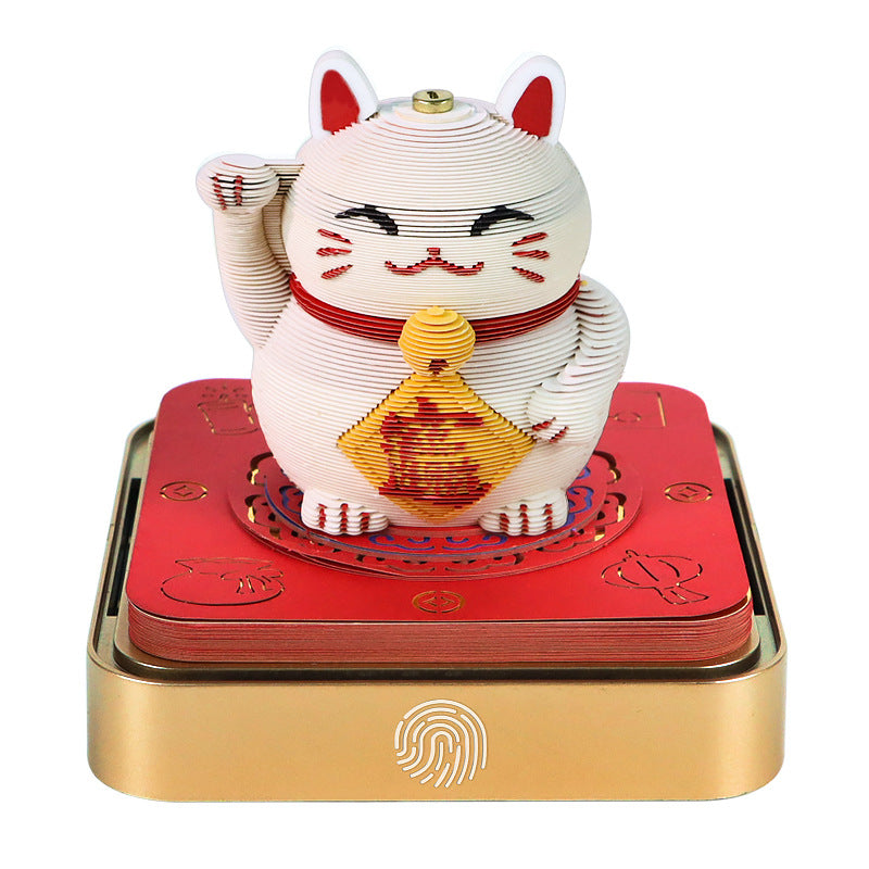 Lucky Cat 3D Memo Pad - Daily Calendar 2026