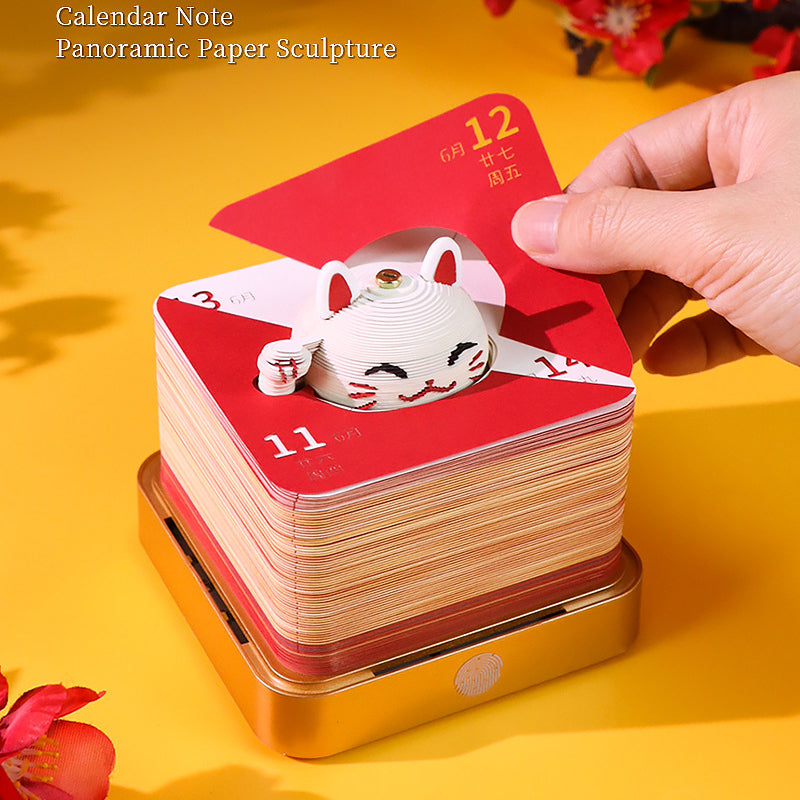 Lucky Cat 3D Memo Pad - Daily Calendar 2026