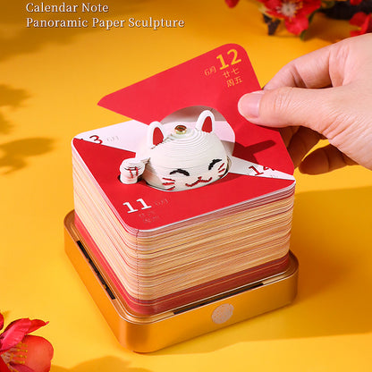 Lucky Cat 3D Memo Pad - Daily Calendar 2026