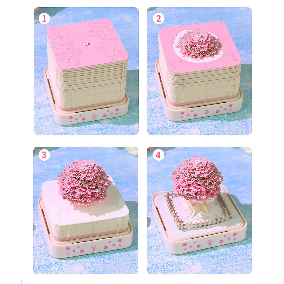 Panoramic Cherry Blossom Tree 3d Memo Pad - Daily Calendar 2026