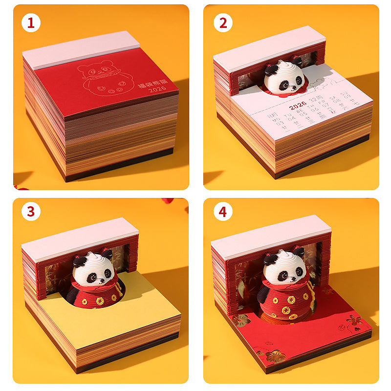 Fortune Panda 3D Memo Pad - Weekly Planner 2026