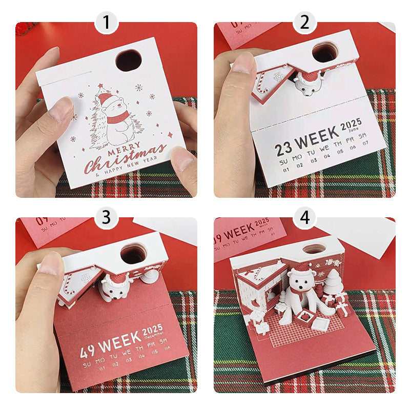 Christmas Polar Bear 3d Memo Pad - Weekly Planner 2026