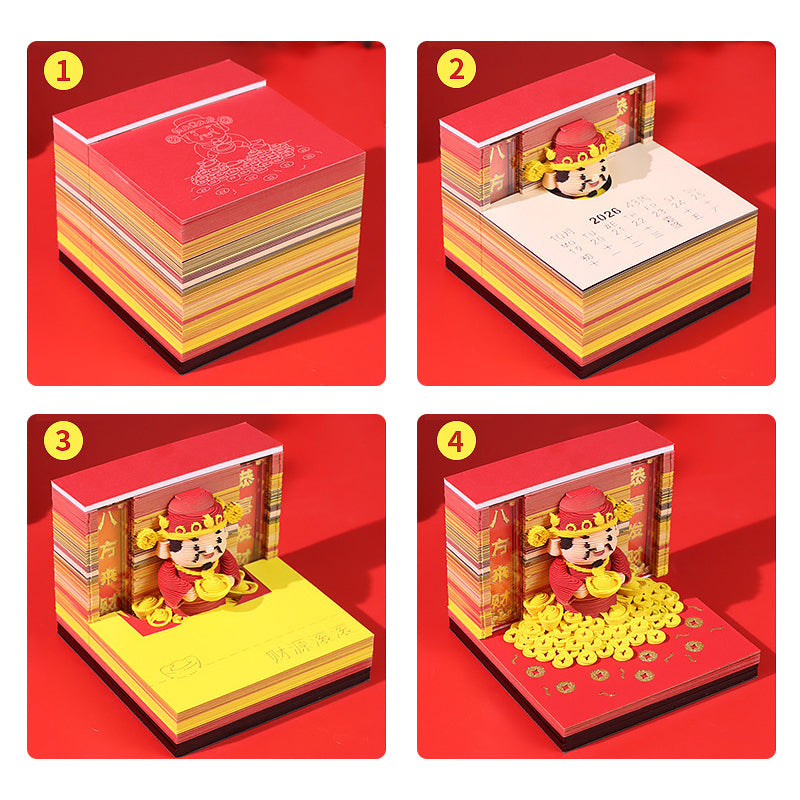 God of Wealth  Caishen 3d Memo Pad - Weekly Planner 2026