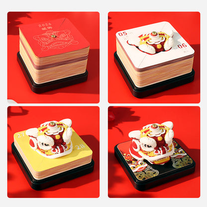 Chinese Lion Dance 3D Memo Pad - Daily Calendar 2026