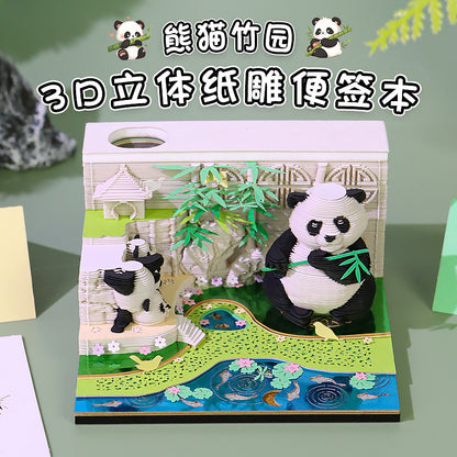 Panda Bamboo Garden 3d Memo Pad - Weekly Planner 2026