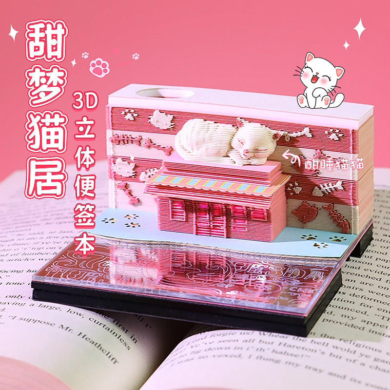 Sweet Cat House 3d Memo Pad