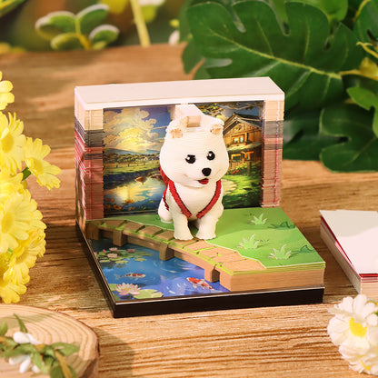 Cute Dog Backpack 3d Memo Pad - Weekly Planner 2026