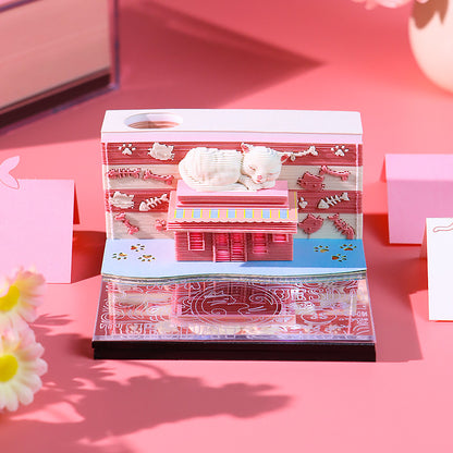 Sweet Cat House 3d Memo Pad