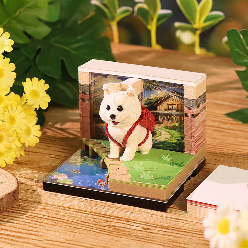 Cute Dog Backpack 3d Memo Pad - Weekly Planner 2026