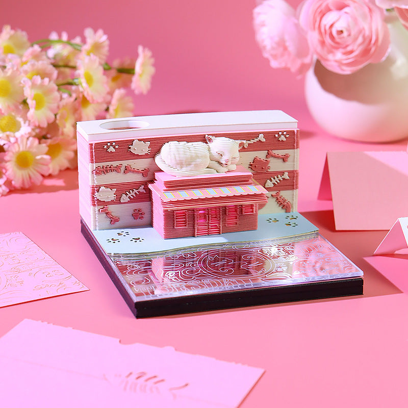 Sweet Cat House 3d Memo Pad
