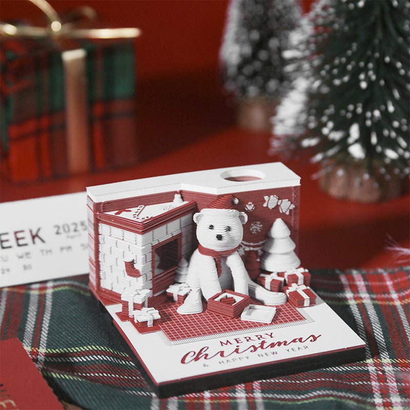 Christmas Polar Bear 3d Memo Pad - Weekly Planner 2026