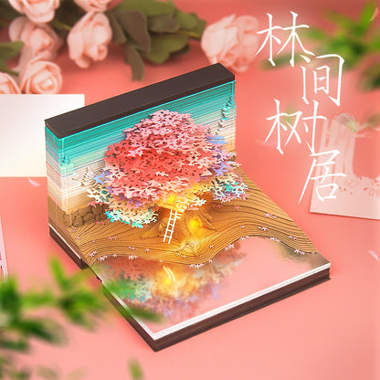 Forest Treehouse 3d Memo Pad - Daily Calendar 2026