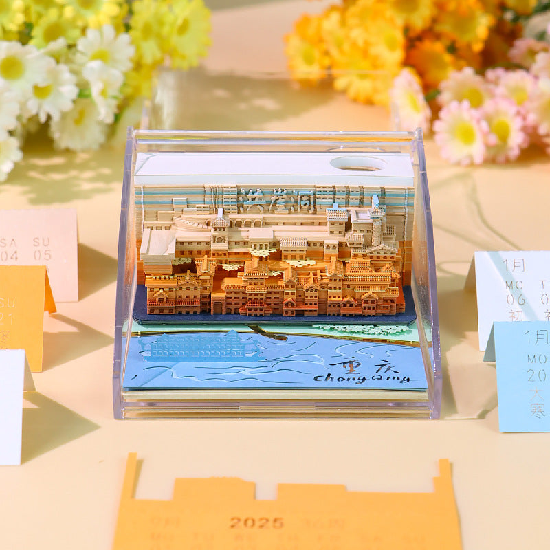 Hongya Cave 3d Memo Pad - Weekly Planner 2026