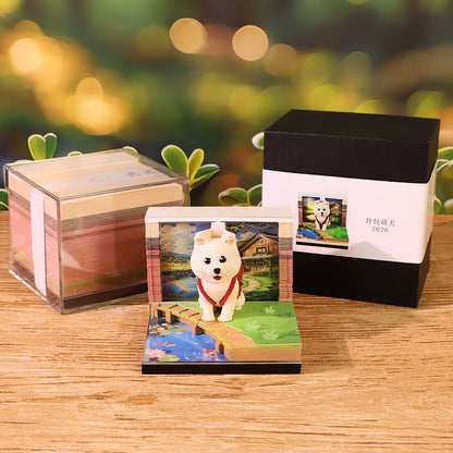 Cute Dog Backpack 3d Memo Pad - Weekly Planner 2026